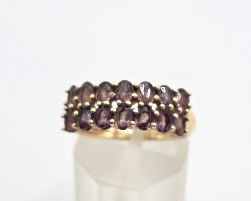 2878: Vintage & Rare 9ct  Gold Tiered Smokey Quartz Ring