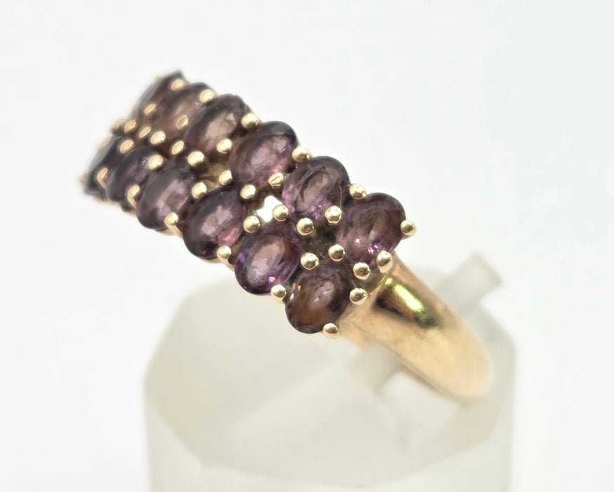 2878: Vintage & Rare 9ct  Gold Tiered Smokey Quartz Ring