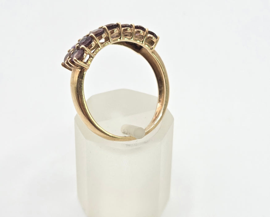 2878: Vintage & Rare 9ct  Gold Tiered Smokey Quartz Ring