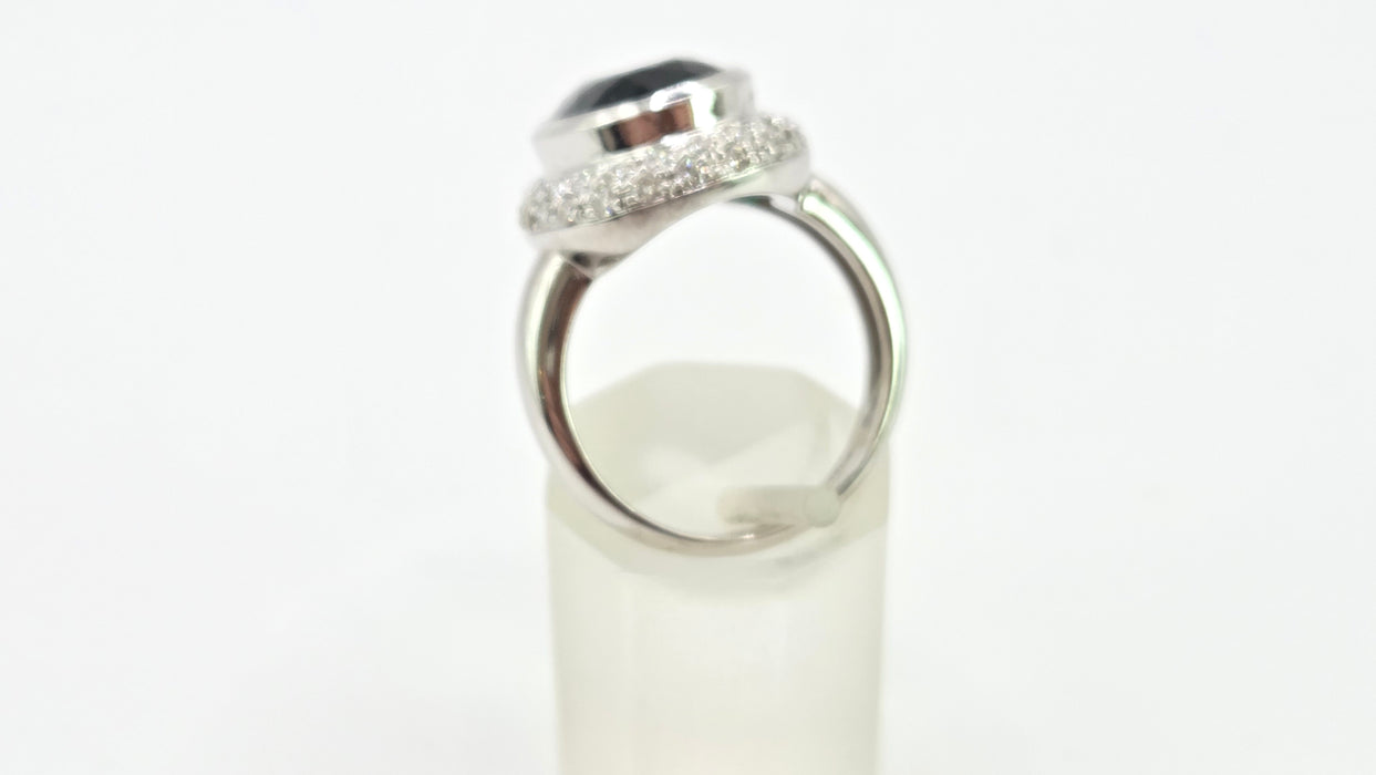 2991 Vintage: 18ct White Gold 6.3ct Oval Tourmaline & Diamond Ring