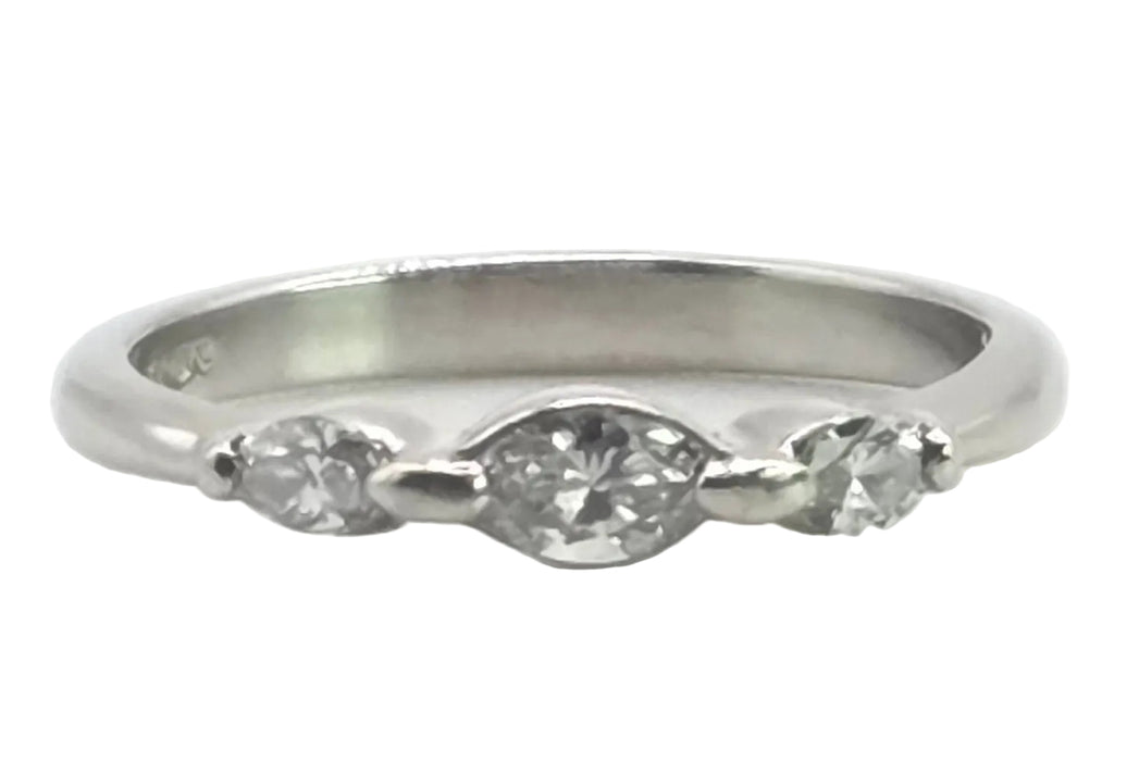 2674 : Vintage Platinum Marquise Cut  Natural Sparkling  Diamonds Ring