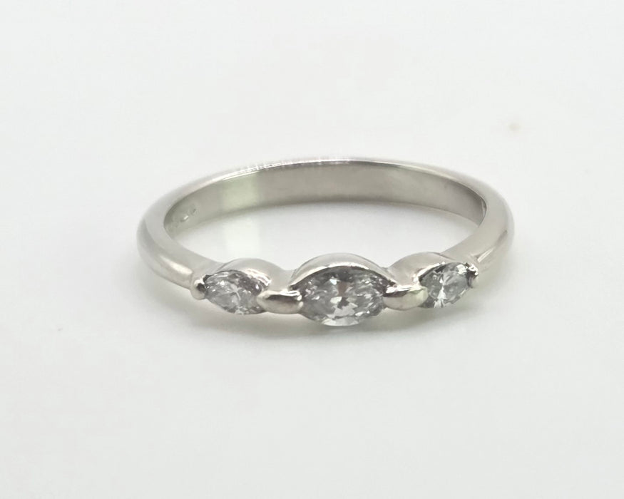 2674 : Vintage Platinum Marquise Cut  Natural Sparkling  Diamonds Ring