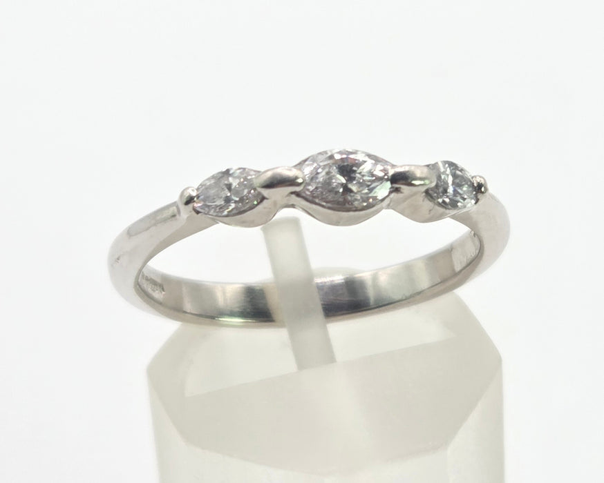2674 : Vintage Platinum Marquise Cut  Natural Sparkling  Diamonds Ring