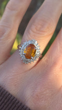 Load image into Gallery viewer, 2881: Vintage Platinum Orange Sapphire (2.11ct) Diamonds Cluster Ring
