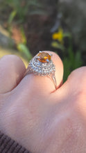 Load image into Gallery viewer, 2881: Vintage Platinum Orange Sapphire (2.11ct) Diamonds Cluster Ring

