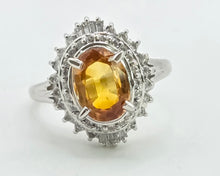 Load image into Gallery viewer, 2881: Vintage Platinum Orange Sapphire (2.11ct) Diamonds Cluster Ring
