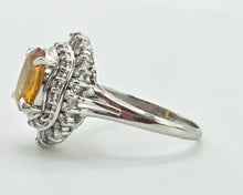 Load image into Gallery viewer, 2881: Vintage Platinum Orange Sapphire (2.11ct) Diamonds Cluster Ring
