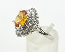 Load image into Gallery viewer, 2881: Vintage Platinum Orange Sapphire (2.11ct) Diamonds Cluster Ring

