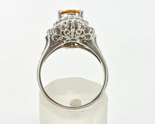 Load image into Gallery viewer, 2881: Vintage Platinum Orange Sapphire (2.11ct) Diamonds Cluster Ring
