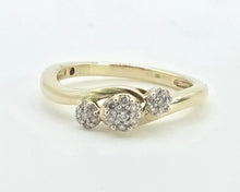 Load image into Gallery viewer, 2923: Vintage 9ct Gold 21 Natural Diamonds Bypass Ring
