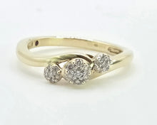Load image into Gallery viewer, 2923: Vintage 9ct Gold 21 Natural Diamonds Bypass Ring
