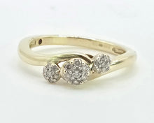 Load image into Gallery viewer, 2923: Vintage 9ct Gold 21 Natural Diamonds Bypass Ring
