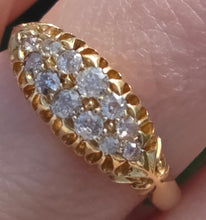 Load image into Gallery viewer, 2857: Antique 18ct Gold 12 Natural Old Cut Diamonds "Boat" Ring- From 1911
