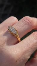 Load image into Gallery viewer, 2857: Antique 18ct Gold 12 Natural Old Cut Diamonds "Boat" Ring- From 1911
