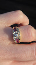 Load image into Gallery viewer, 2836: Vintage 18ct Gold Rubies Natural Sparkling Diamonds Dress Ring
