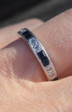 Load image into Gallery viewer, 2828: Vintage 18ct White Gold Sapphire &amp; Diamonds Half-Eternity/Stacker Ring
