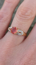 Load image into Gallery viewer, 2893: Vintage 18ct Gold Padparadscha Sapphire Diamonds Ring
