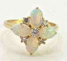 Load image into Gallery viewer, 2778: Vintage 18ct Gold White Opals Diamonds Flower Head Ring-From 1988
