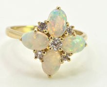 Load image into Gallery viewer, 2778: Vintage 18ct Gold White Opals Diamonds Flower Head Ring-From 1988
