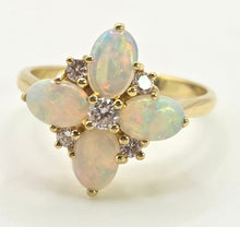 Load image into Gallery viewer, 2778: Vintage 18ct Gold White Opals Diamonds Flower Head Ring-From 1988
