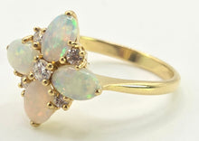 Load image into Gallery viewer, 2778: Vintage 18ct Gold White Opals Diamonds Flower Head Ring-From 1988
