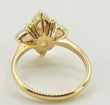 Load image into Gallery viewer, 2778: Vintage 18ct Gold White Opals Diamonds Flower Head Ring-From 1988

