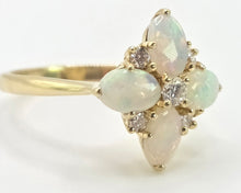 Load image into Gallery viewer, 2778: Vintage 18ct Gold White Opals Diamonds Flower Head Ring-From 1988
