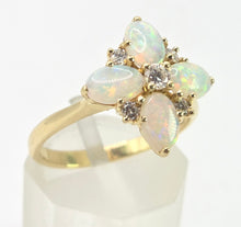 Load image into Gallery viewer, 2778: Vintage 18ct Gold White Opals Diamonds Flower Head Ring-From 1988
