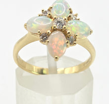 Load image into Gallery viewer, 2778: Vintage 18ct Gold White Opals Diamonds Flower Head Ring-From 1988
