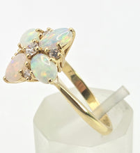 Load image into Gallery viewer, 2778: Vintage 18ct Gold White Opals Diamonds Flower Head Ring-From 1988
