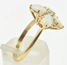 Load image into Gallery viewer, 2778: Vintage 18ct Gold White Opals Diamonds Flower Head Ring-From 1988
