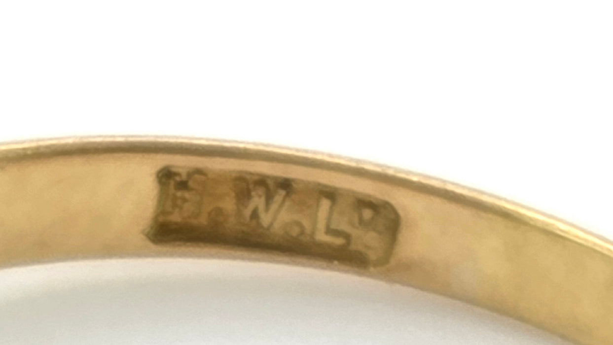 2883: Antique: 18ct Gold Ruby Diamonds Boat Ring- From 1918