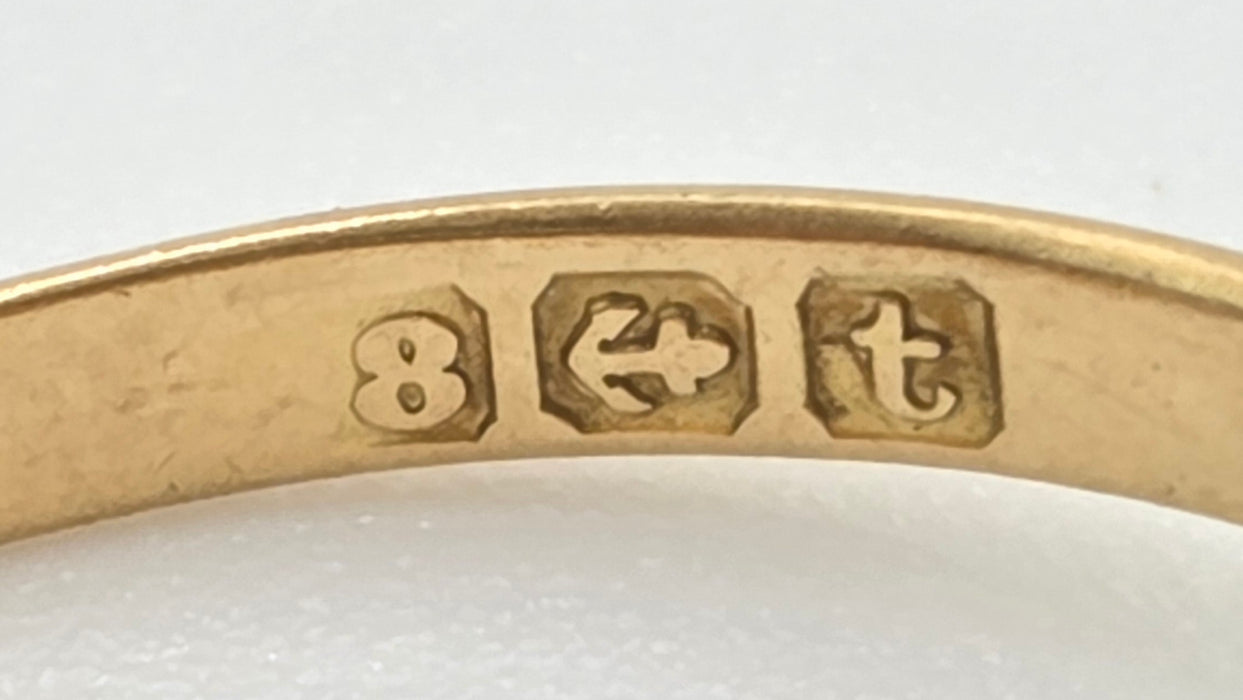 2883: Antique: 18ct Gold Ruby Diamonds Boat Ring- From 1918