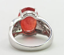 Load image into Gallery viewer, 2892: Vintage 18ct White Gold Padparadscha Sapphire (6.84ct) Diamonds Cluster Cocktail Ring
