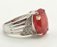 Load image into Gallery viewer, 2892: Vintage 18ct White Gold Padparadscha Sapphire (6.84ct) Diamonds Cluster Cocktail Ring
