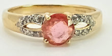 Load image into Gallery viewer, 2893: Vintage 18ct Gold Padparadscha Sapphire Diamonds Ring
