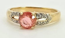 Load image into Gallery viewer, 2893: Vintage 18ct Gold Padparadscha Sapphire Diamonds Ring

