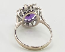 Load image into Gallery viewer, 2927: Vintage:  18ct  White Gold Amethyst  Diamonds Cocktail Cluster Ring
