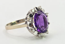 Load image into Gallery viewer, 2927: Vintage:  18ct  White Gold Amethyst  Diamonds Cocktail Cluster Ring
