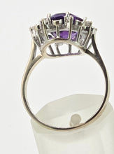 Load image into Gallery viewer, 2927: Vintage:  18ct  White Gold Amethyst  Diamonds Cocktail Cluster Ring
