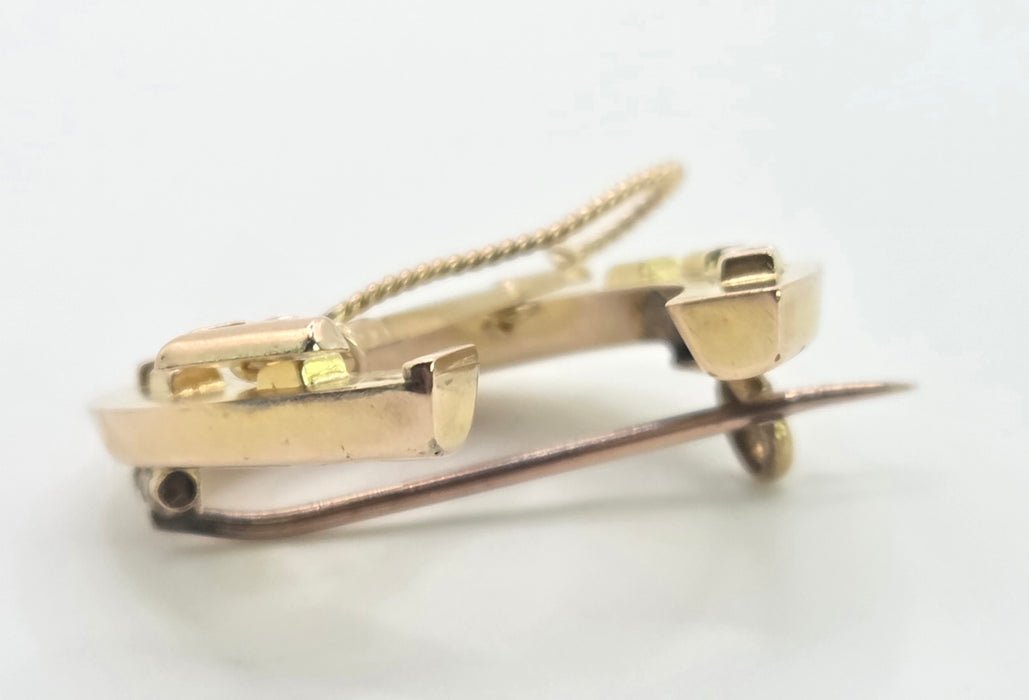 2976: Antique Victorian 9ct Gold Horselovers Brooch by Adie & Lovekin- From 1889