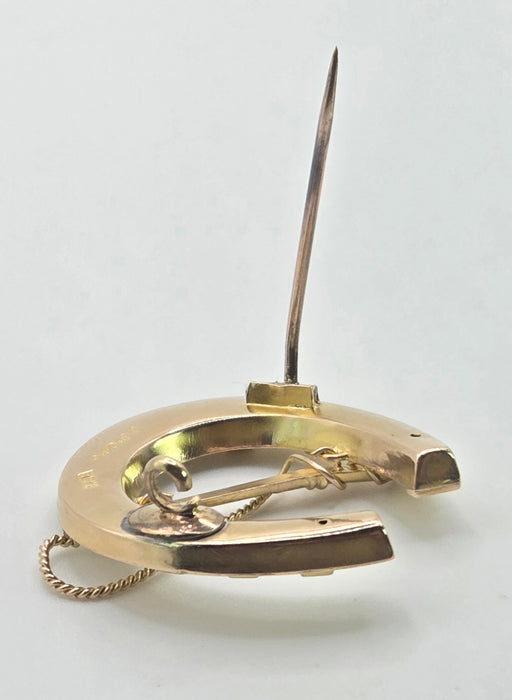 2976: Antique Victorian 9ct Gold Horselovers Brooch by Adie & Lovekin- From 1889