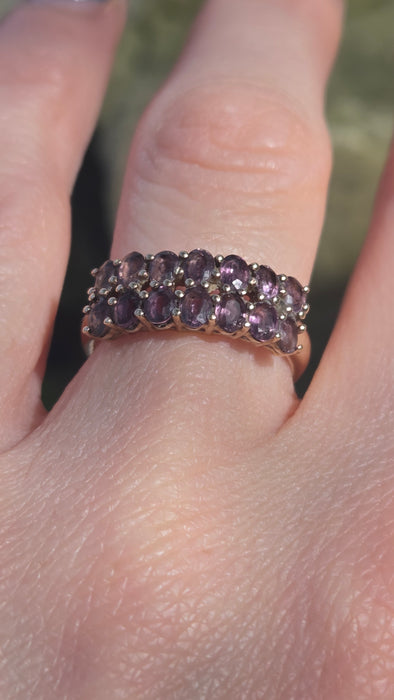 2878: Vintage & Rare 9ct  Gold Tiered Smokey Quartz Ring