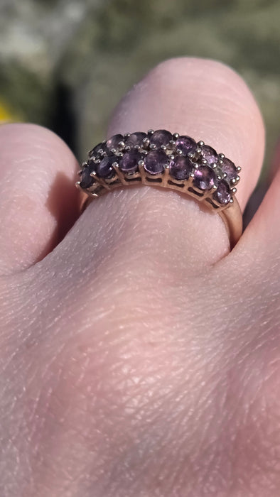 2878: Vintage & Rare 9ct  Gold Tiered Smokey Quartz Ring