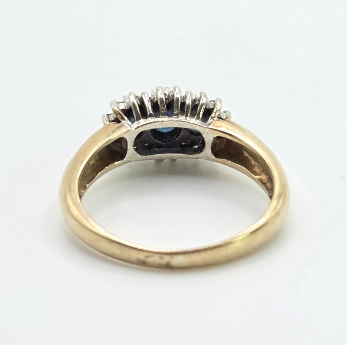 3010 Vintage 9ct Gold French Blue Sapphires 20 Natural Sparkling Diamonds Ring