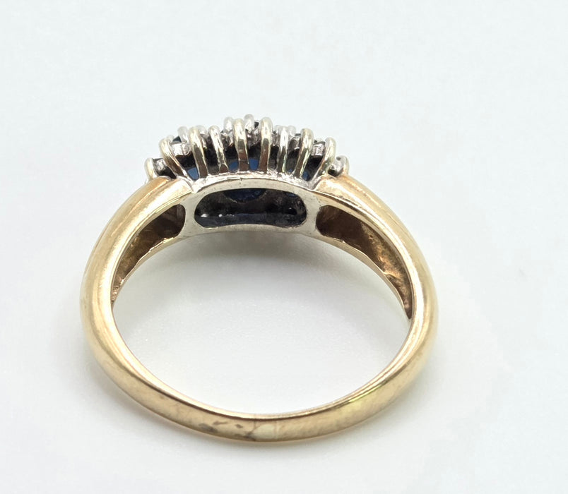 3010 Vintage 9ct Gold French Blue Sapphires 20 Natural Sparkling Diamonds Ring