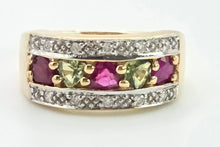 Load image into Gallery viewer, 3009 Vintage: 9ct Gold Rubies, Green Sapphires, Diamonds Precious Gemstones Ring
