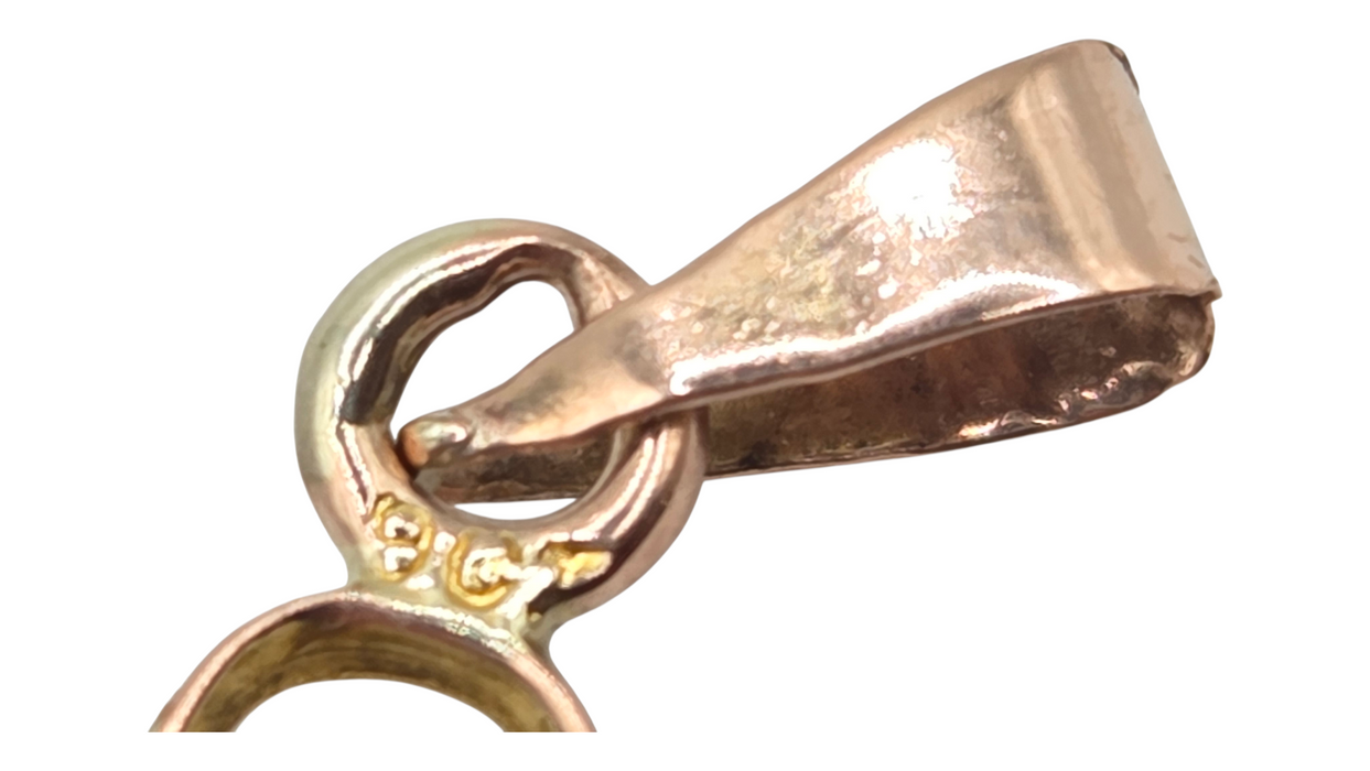 1222: Vintage: 9ct Yellow Gold Blue Topaz Lavalière Pendant