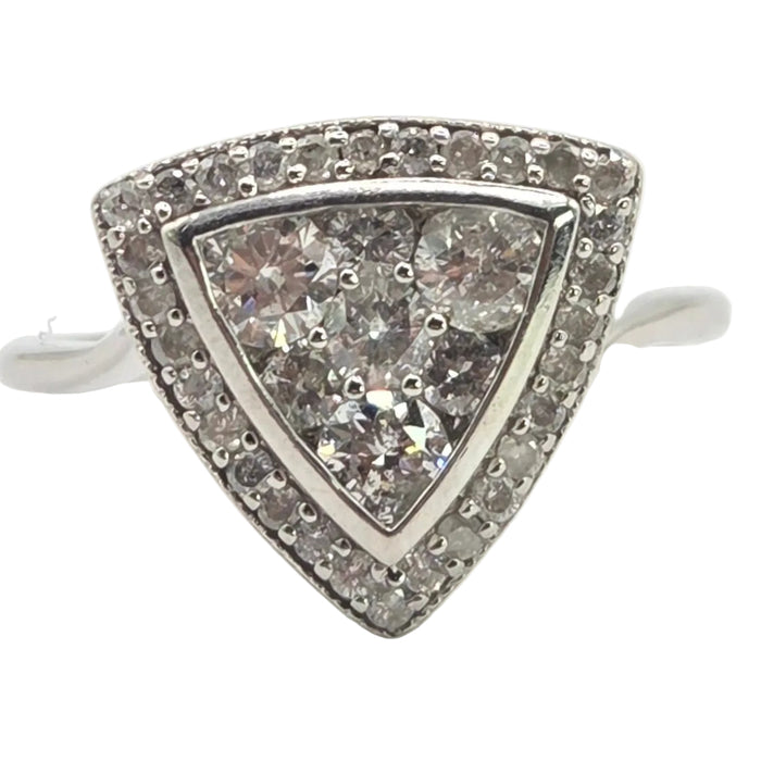 2847 Vintage: 9ct White Gold 37 natural Sparkling Diamonds (1ct)  Dress Ring
