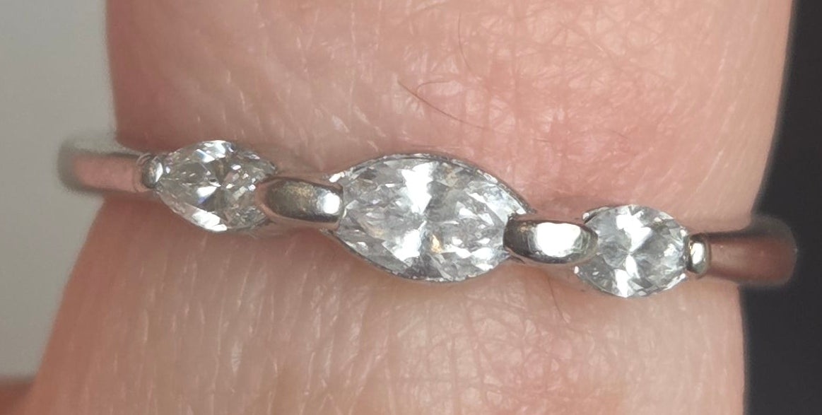 2674 : Vintage Platinum Marquise Cut  Natural Sparkling  Diamonds Ring
